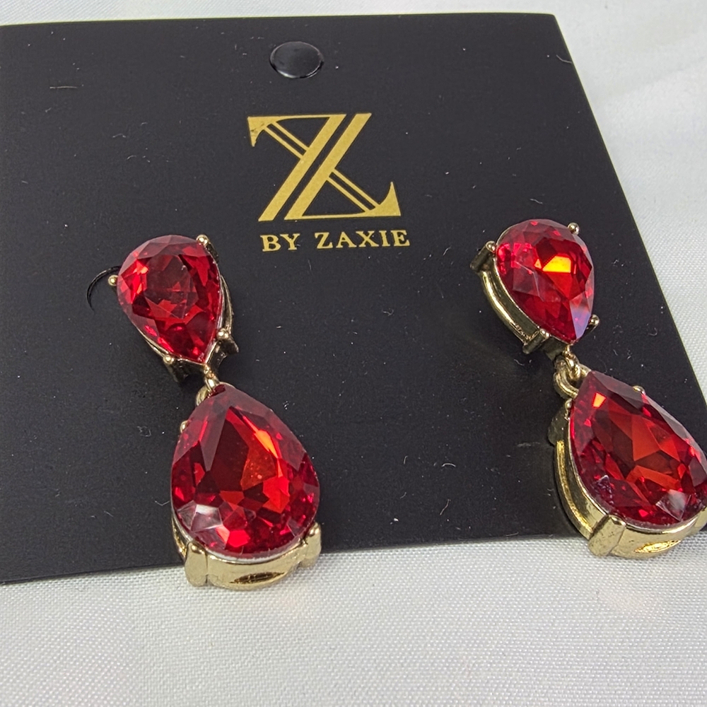 Red and Gold Teardrop Earrings
